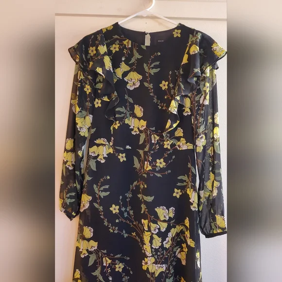 Who What Wear Black Floral Dress Long Sleeve Size XS - Picture 3 of 10